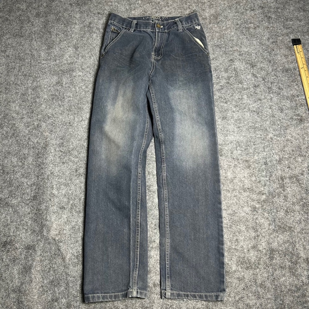 US Polo Assn Boys Straight Leg Jeans Dark Wash Blue Size 16 Skater Y2K Retro - Picture 5 of 7